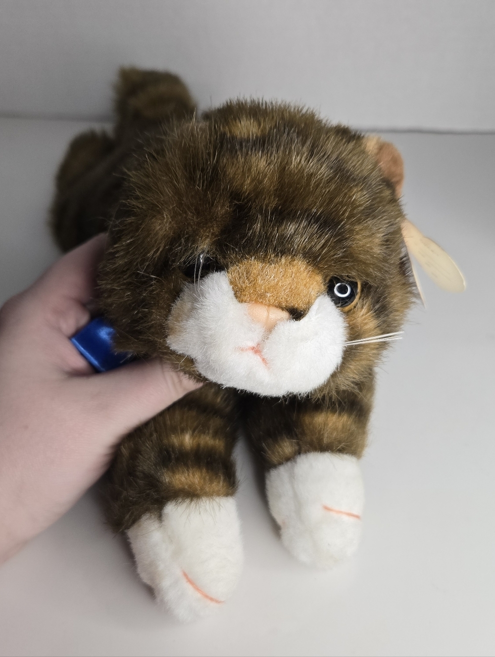 Ty Classic Spice Brown Tabby Cat Plush Stuffed Toy Blue Ribbon 1997 Vintage 12"